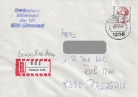 E-Brief mit E-Zettel 001 FpSt 1200 a erster Verwendungstag 2.10.89 mit Absendersstempel Gerätedepot S